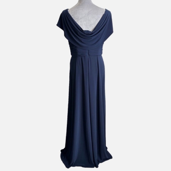 ALEX EVENINGS Beaded Waist Navy Blue Gown Size:10 - Picture 4 of 8